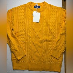 Aelfric Eden Mustard Cable Knit Crewneck Sweater sz M